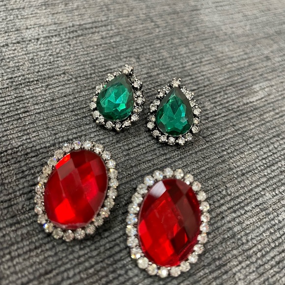 Emerald and Ruby like earrings - Picture 1 of 3